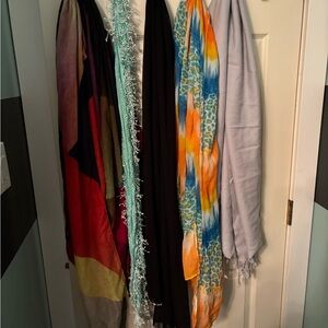 Lightweight Multicolor Women's Scarf - Blue, Orange & Aqua